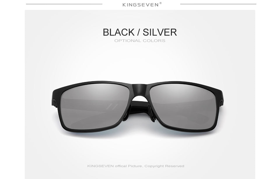 KINGSEVEN Men Polarized Sunglasses Aluminum Magnesium Sun Glasses Driving Glasses Rectangle Shades For Men Oculos masculino Male
