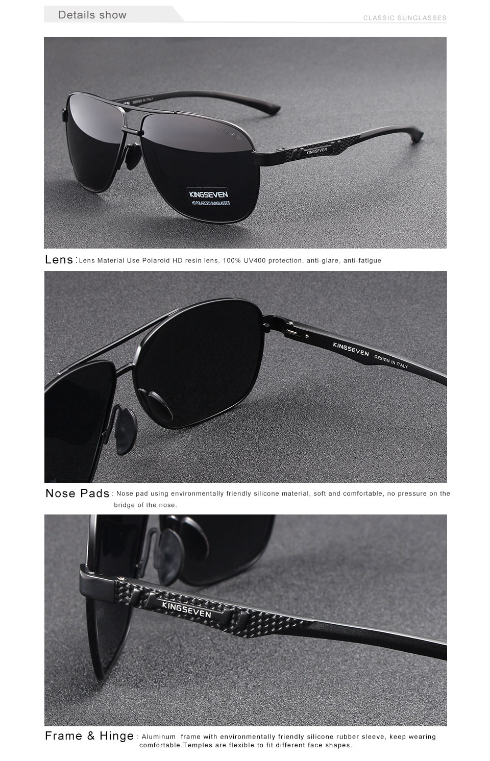 KINGSEVEN Aluminum Polarized UV400 Mirror Male Sunglasses