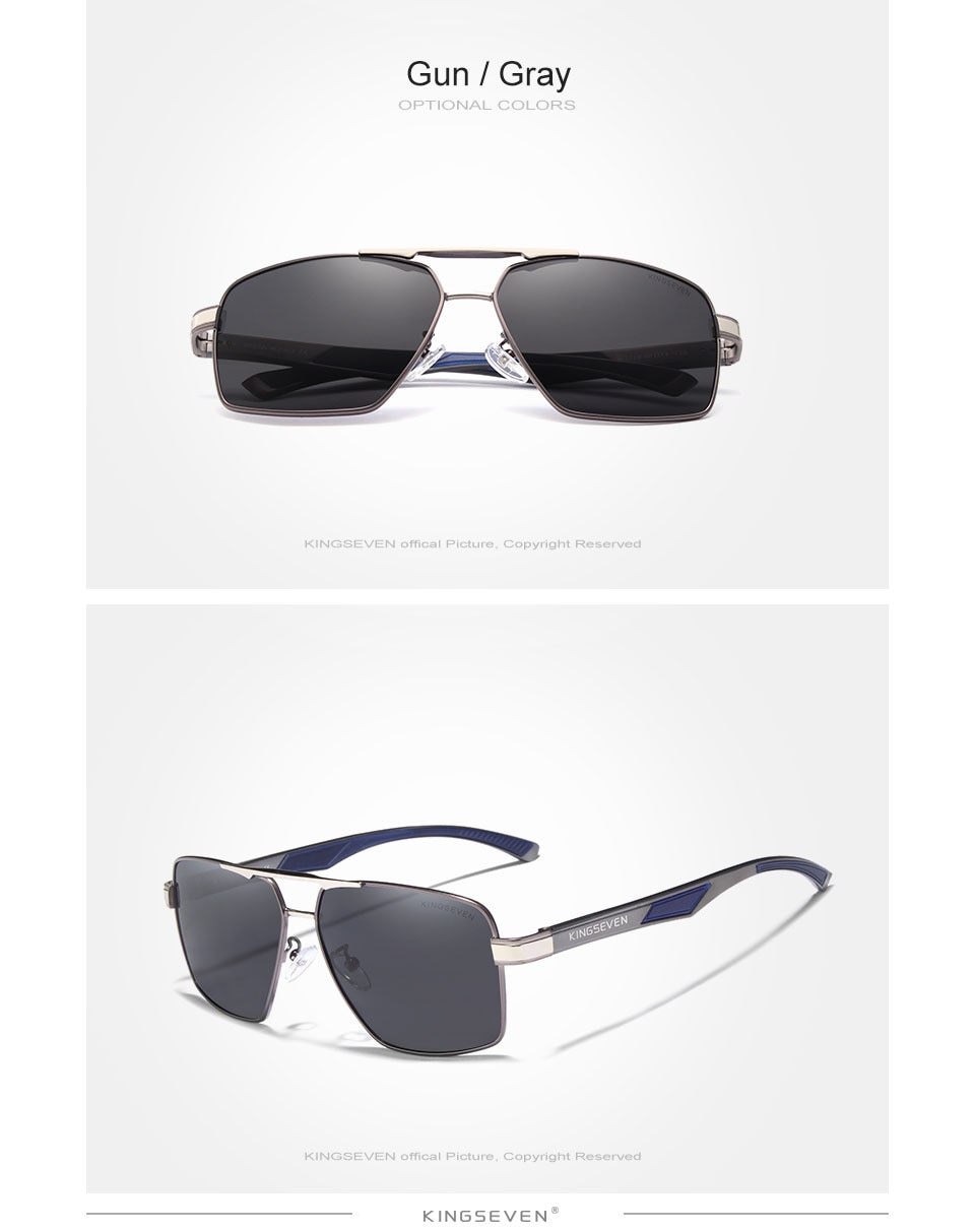 KINGSEVEN Aluminum Polarized Lens Temples Sunglasses
