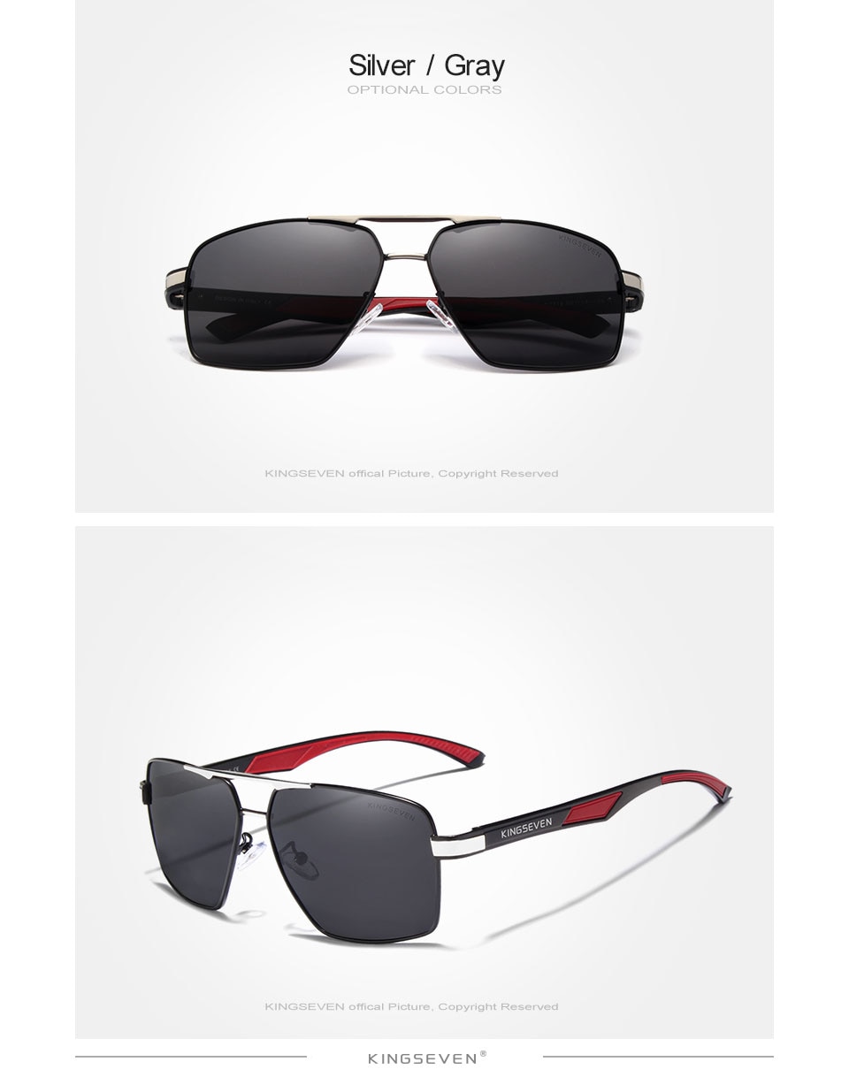 KINGSEVEN Aluminum Polarized Lens Temples Sunglasses