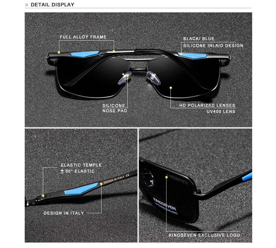KINGSEVEN 2021 Brand Classic Square Polarized Sunglasses Men's Driving Male Sun Glasses Eyewear UV Blocking Oculos N7906