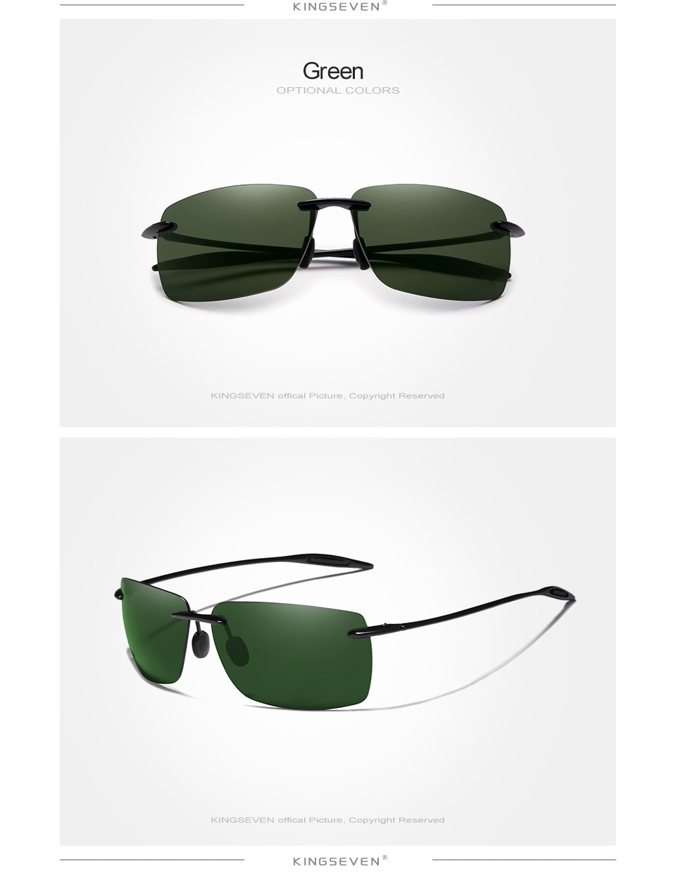 KINGSEVEN TR90 Rimless Sunglasses Men Ultralight High Quality