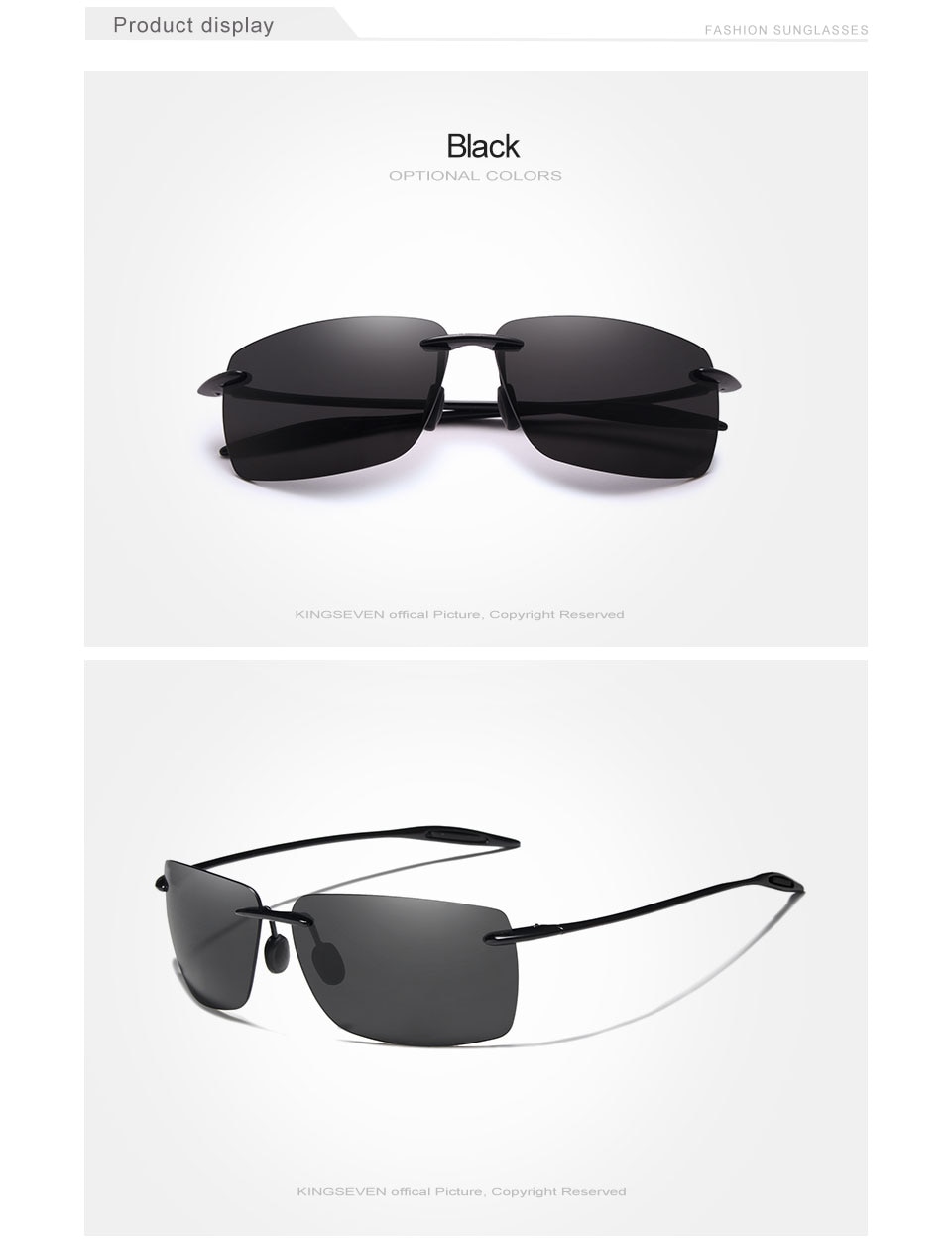 KINGSEVEN TR90 Rimless Sunglasses Men Ultralight High Quality