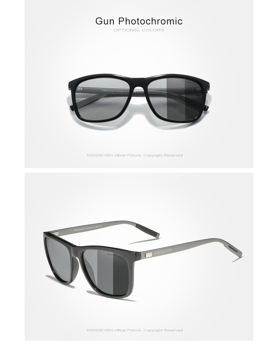 KINGSEVEN Brand Aluminum Frame Sunglasses Men Polarized Photochromic Sun glasses Women's Glasses Accessories