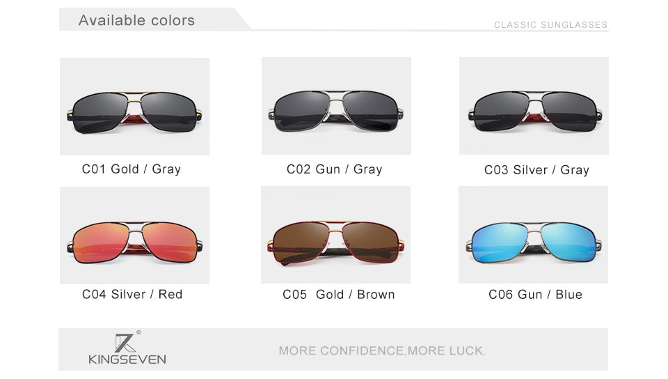 KINGSEVEN Brand Men Aluminum Sunglasses HD Polarized