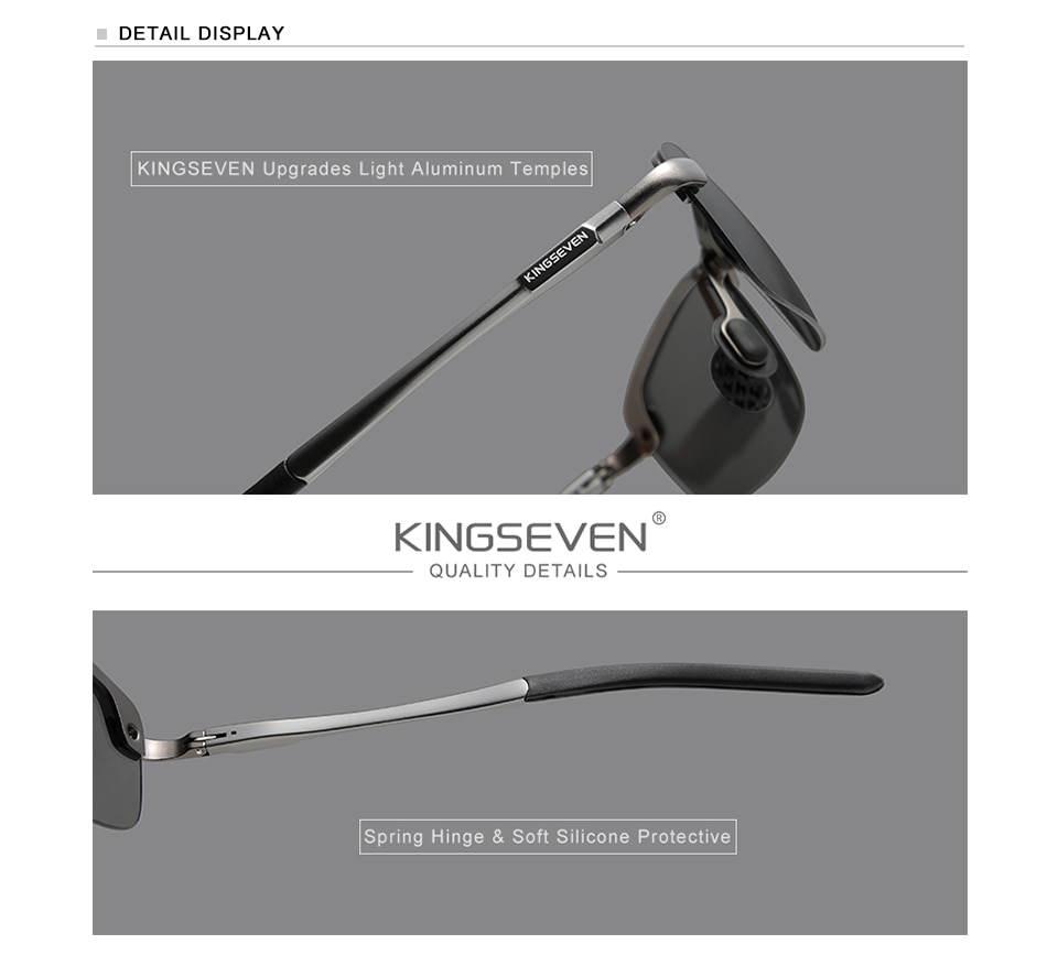 KINGSEVEN New Upgrade Fashion Men’s Aluminum Sunglasses Rimless