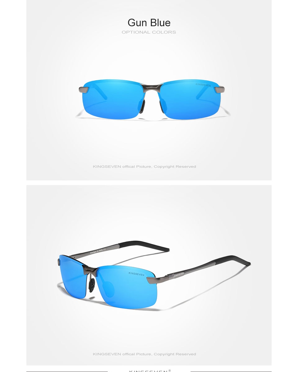 KINGSEVEN NEW Upgrade Fashion Men's Aluminum Sunglasses Polarized Rimless Simple Design Driving Sun Glasses Brand Men UV400
