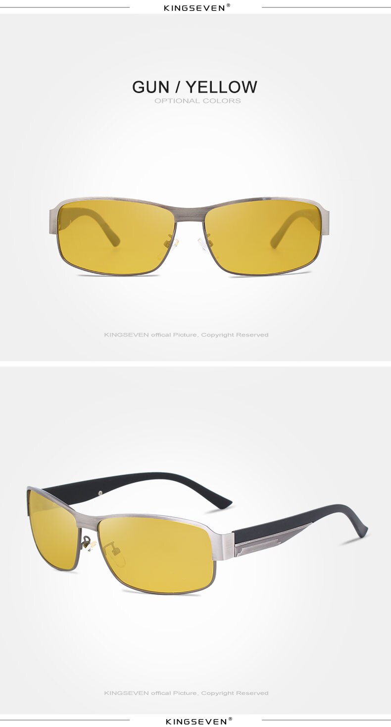 KINGSEVEN Night Vision Sunglasses Men Goggles Yellow