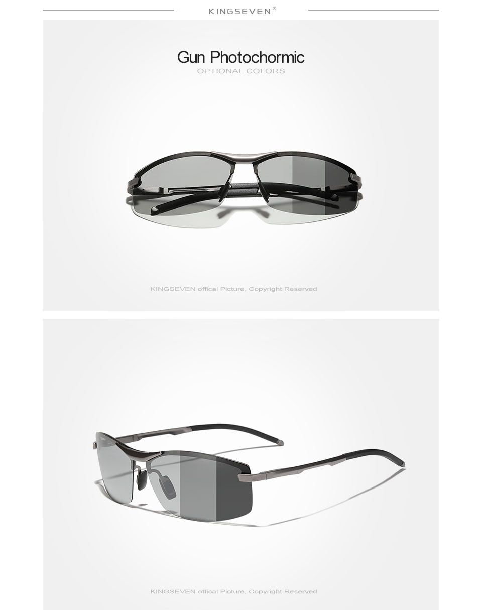 KINGSEVEN Updated Aluminum Photochromc Sunglasses Men Polarized Driving Chameleon Glasses Male Change Color Sun Glasses Eyewear