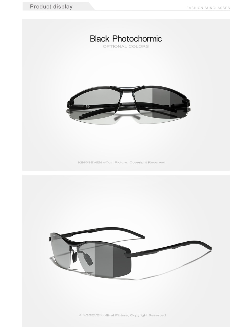 KINGSEVEN Updated Aluminum Photochromc Sunglasses Men Polarized Driving Chameleon Glasses Male Change Color Sun Glasses Eyewear