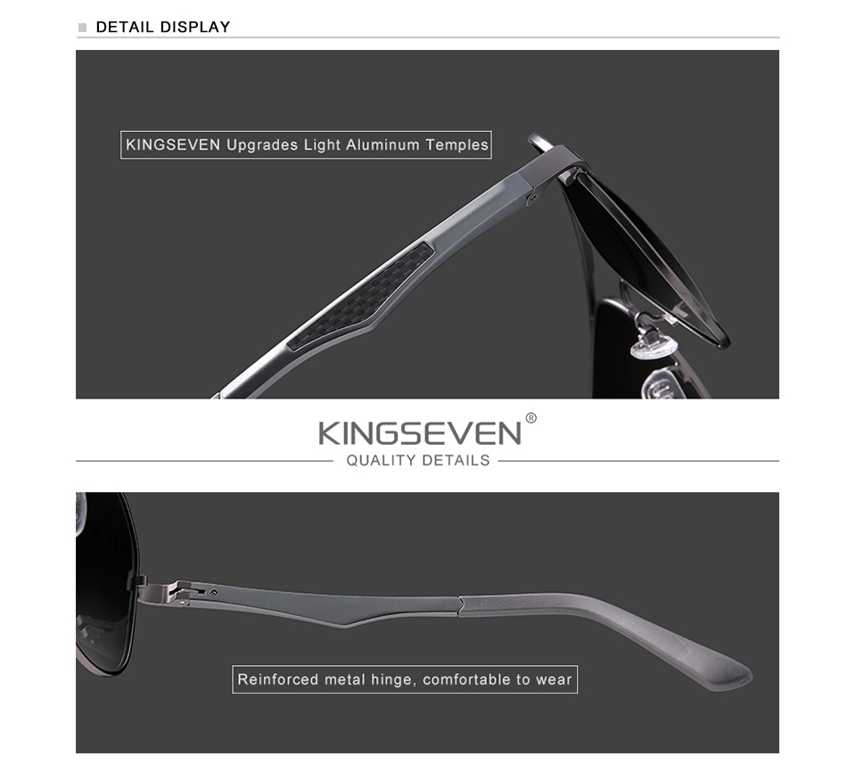 KINGSEVEN 2021 Driving Men's Polarized Sunglasses Aluminum Temples Pilot Sun Glasses For Men UV400 Anti-Glare Retro Eyewear