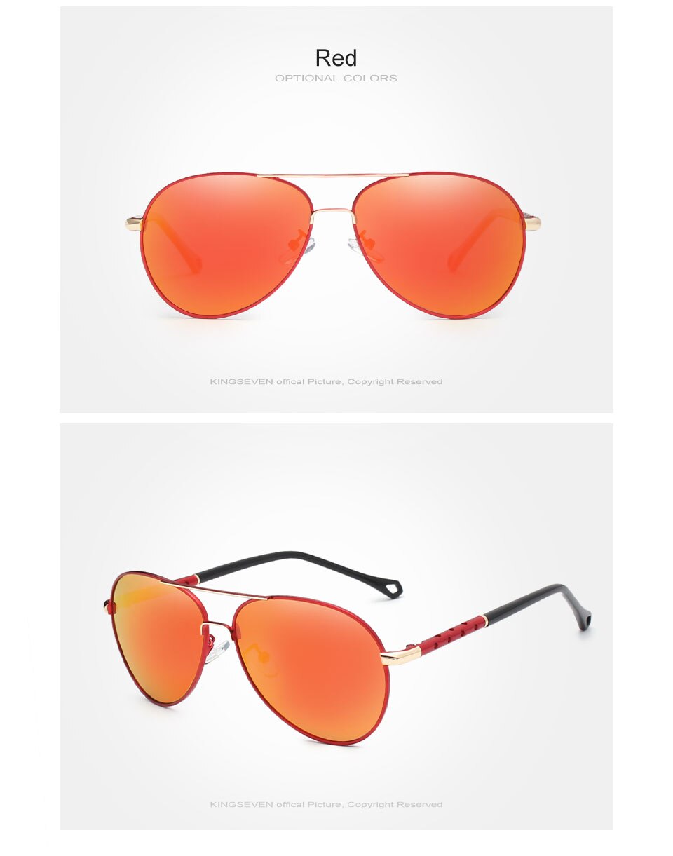 KINGSEVEN Brand Design Pilot Sunglasses Men and Women Polarized Mirror Hollow Frame UV Glass Goggles For Driving Fishing N7866