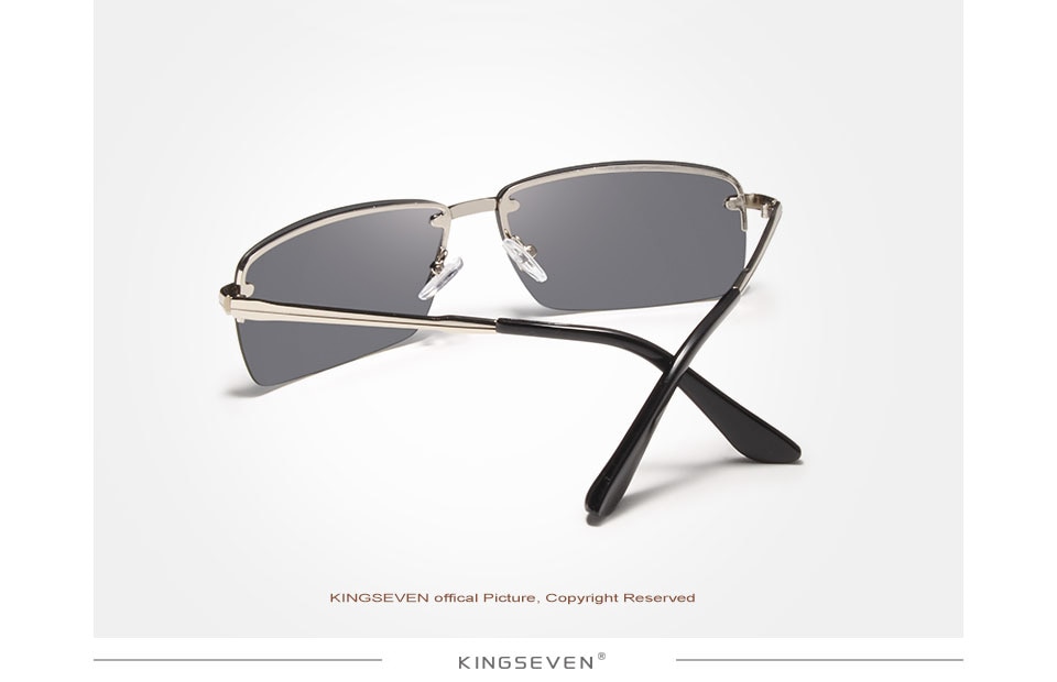 KINGSEVEN Rectangle Men Travel Polarized Rimless Sunglasses