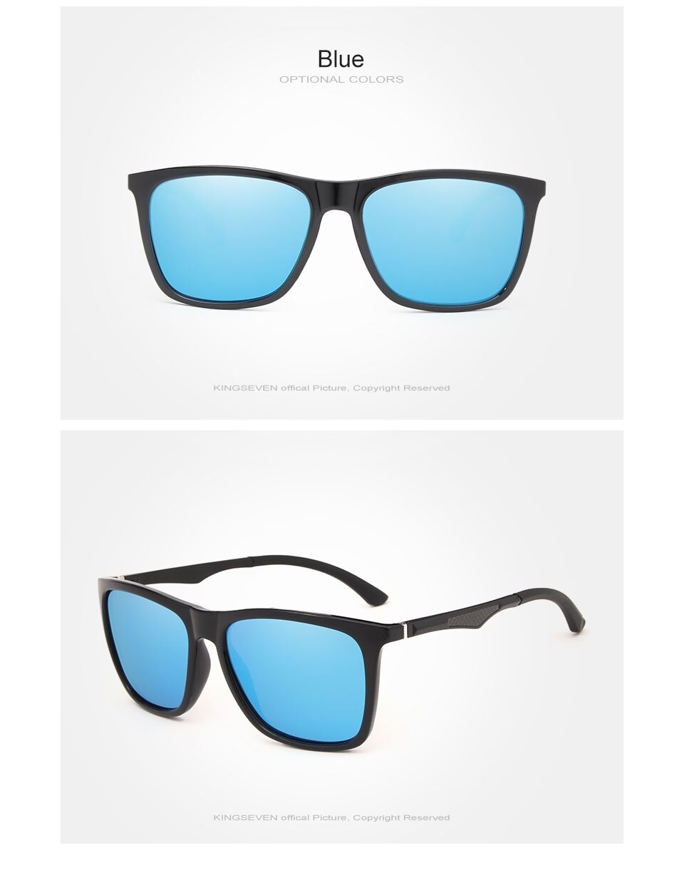 KINGSEVEN DESIGN Men Polarized Square Sunglasses Fashion Male Eyewear Aluminum Legs 100% UV Protection N7536
