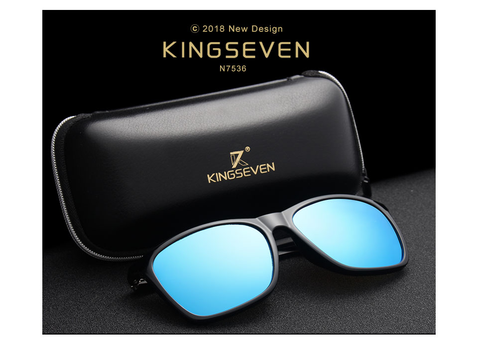 KINGSEVEN DESIGN Men Polarized Square Sunglasses Fashion Male Eyewear Aluminum Legs 100% UV Protection N7536