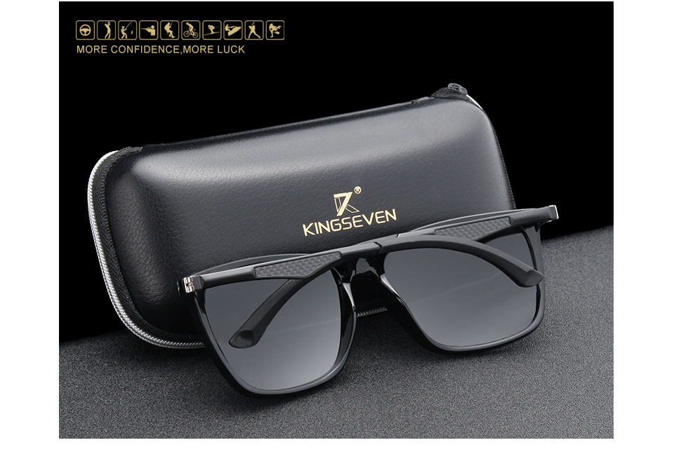 KINGSEVEN Men Square Sunglasses Fashion Male Eyewear