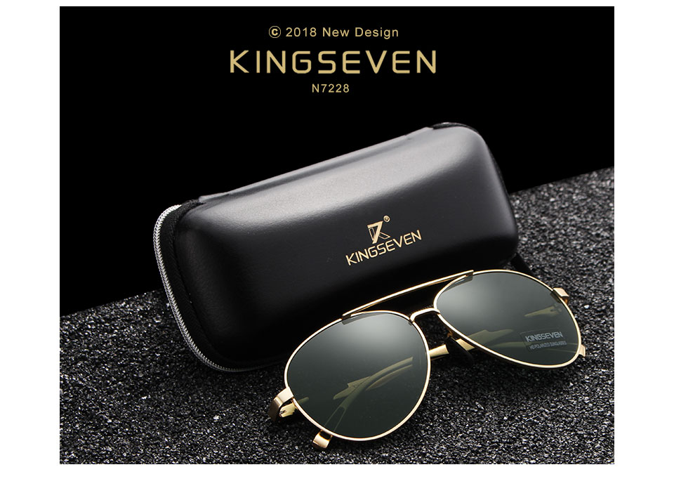 KINGSEVEN 2018 New Aviation Gun Gradient Sunglasses Brand Men Design Sun glasses Polarized HD Aluminum Driving Oculos N7228