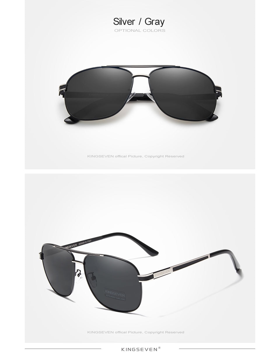 KINGSEVEN 2019 Stainless Steel Square Sunglasses Men's Polarized Mirror Sun Glasses Pilot Female Eyewears Accessories N738