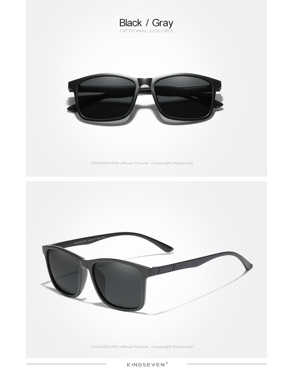 KINGSEVEN SQUARE Ultra Light TR90 Sunglasses Men Polarized Cat.3 1.1mm Thickness Lens Driving Sun Glasses Women Sports Eyewear