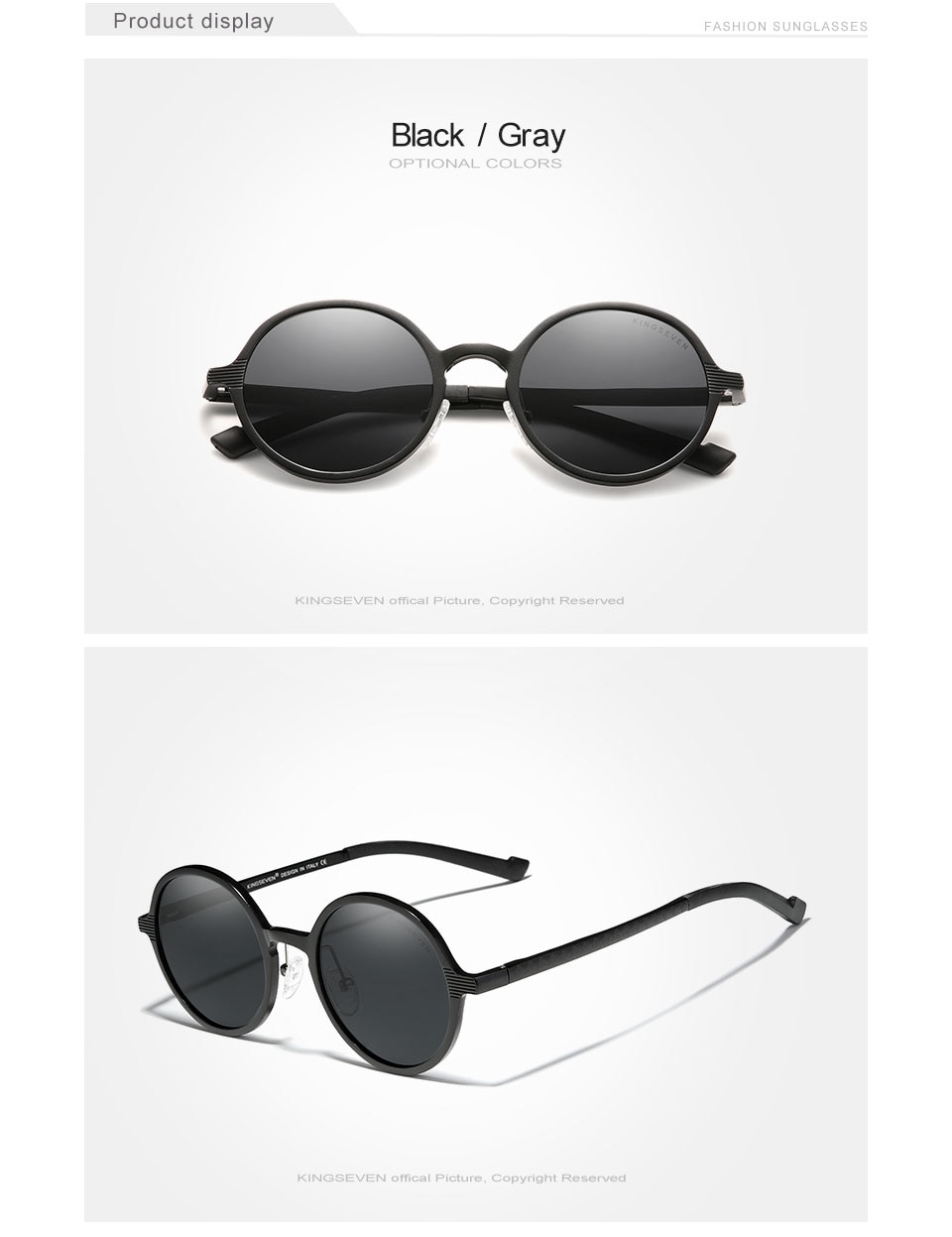 KINGSEVEN Aluminum Steampunk Round Sunglasses 2021