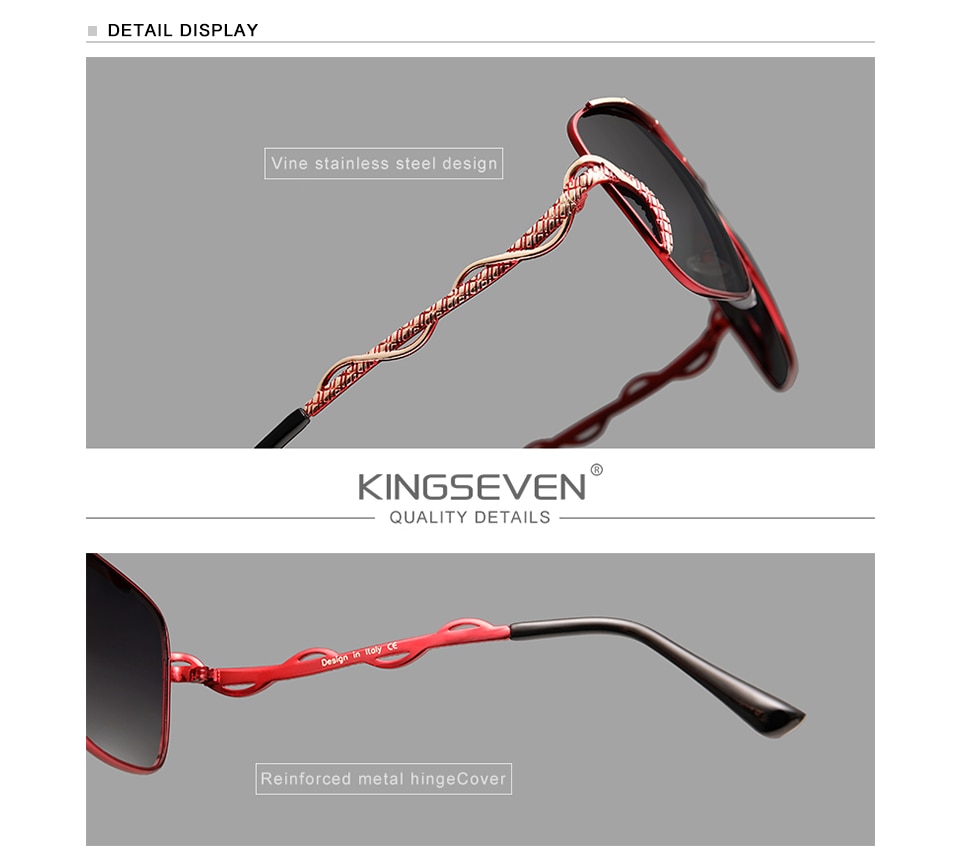 KINGSEVEN Vintage Women's Glasses Gradient Lens Polarized Sunglasses Women Brand Design UV400 Oversized Shade lentes de sol