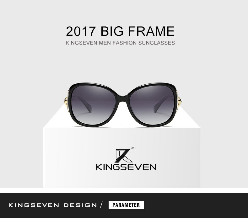 KINGSEVEN HD Polarized Retro Big Frame Luxury Eyewear Lady