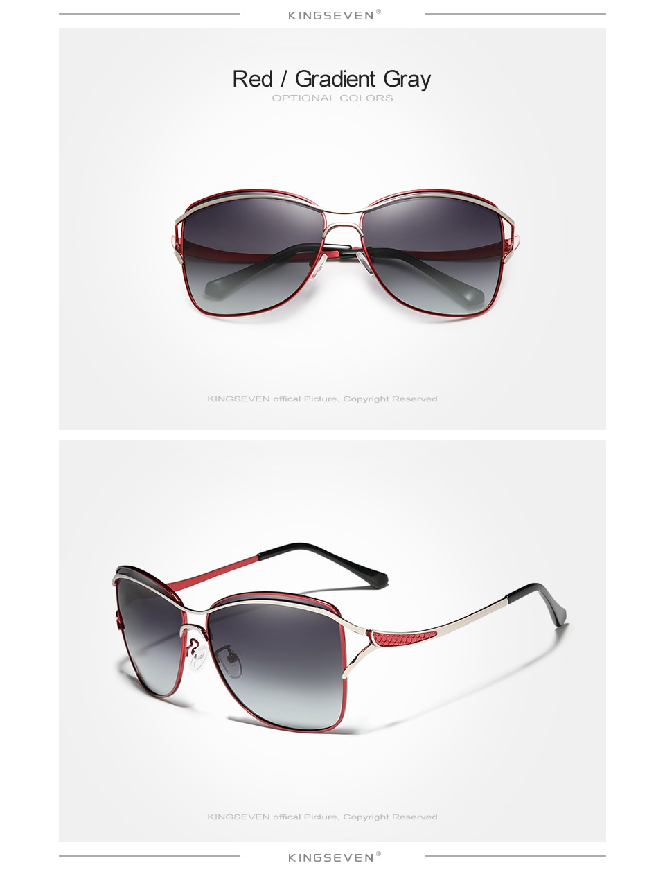 KINGSEVEN Sunglasses For Women Square Rimless Elegant