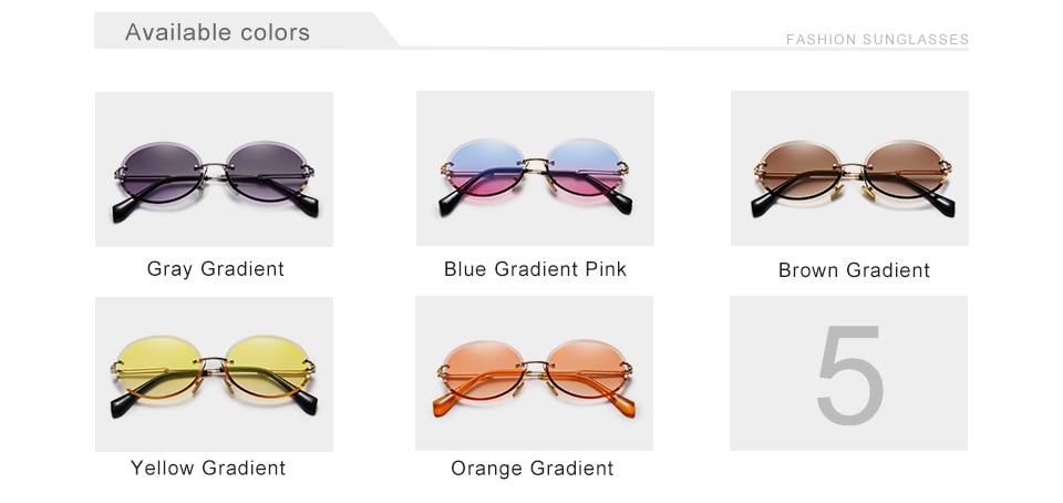 KINGSEVEN Brand Design Fashion Round Women Rimless Gradient Sunglasses Vintage Alloy Frame Classic Shades