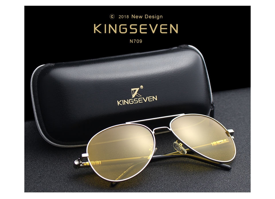 KINGSEVEN Yellow Lens Men Night Vision Driving Glasses