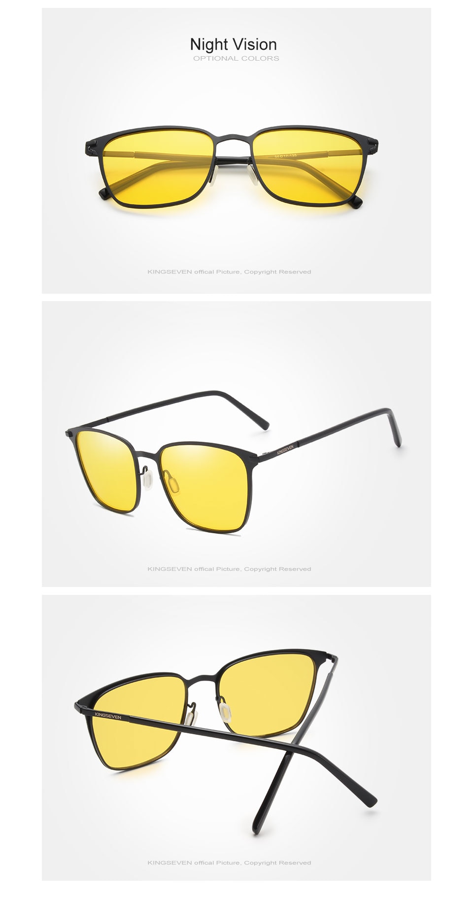 KINGSEVEN Night Vision Brand Design Polarized Sunglasses
