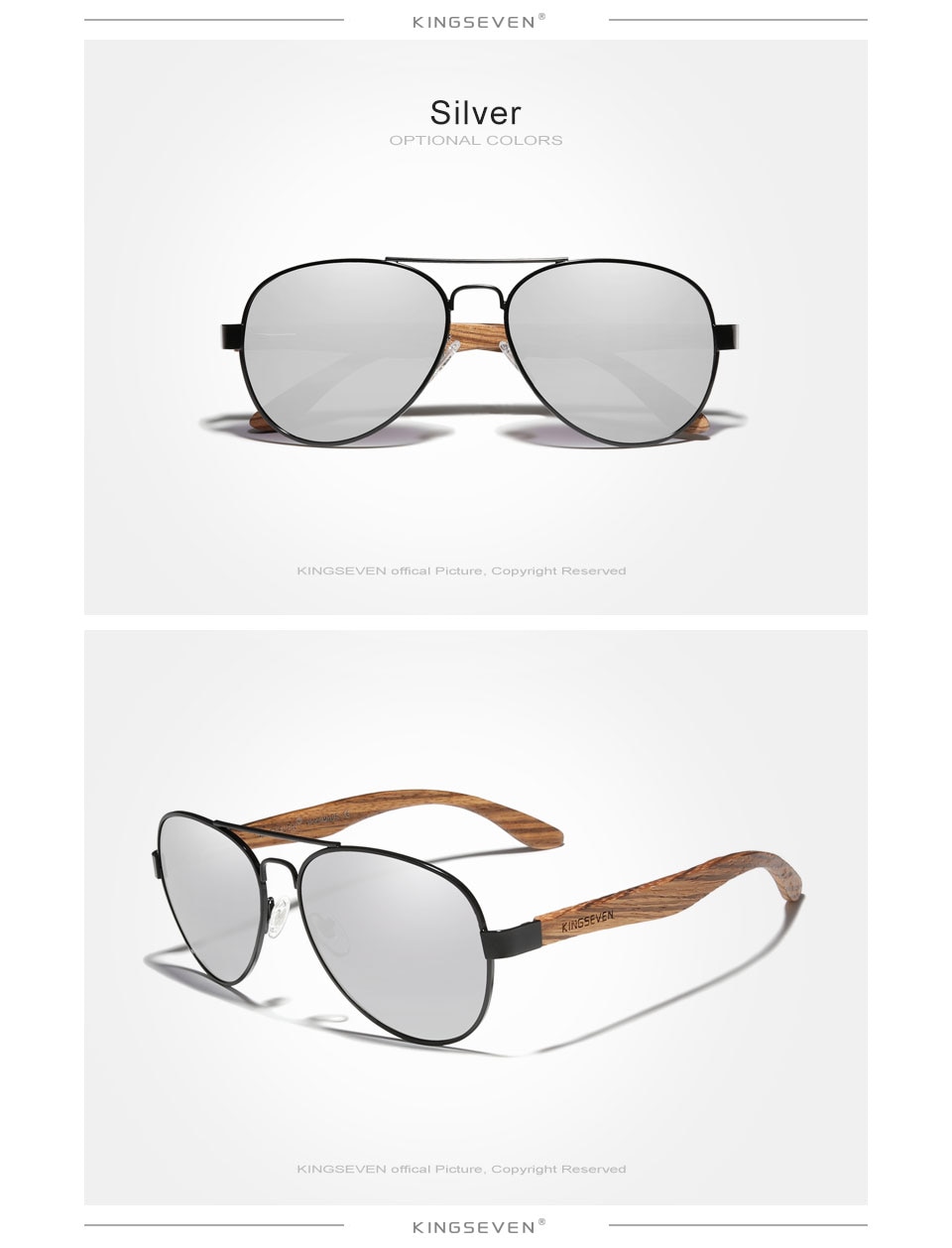 KINGSEVEN 2021 New Handmade Wood Sunglasses Polarized Men's Glasses UV400 Protection Mirror Eyewear Wooden Temples Oculos Z5518