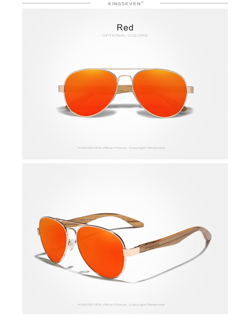 KINGSEVEN 2021 New Handmade Wood Sunglasses Polarized Men's Glasses UV400 Protection Mirror Eyewear Wooden Temples Oculos Z5518