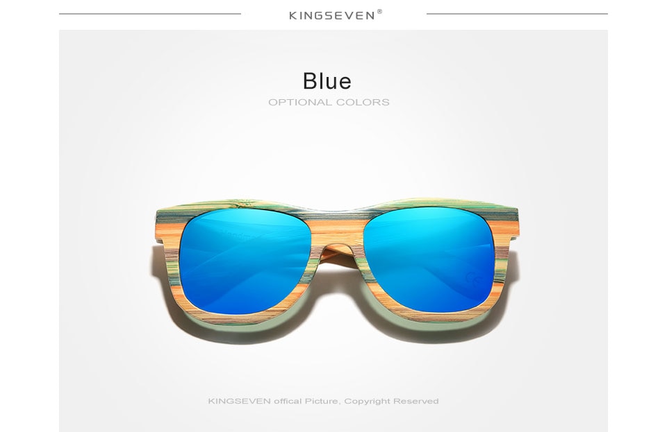 KINGSEVEN 2021 Retro Bamboo Sunglasses Men Women Polarized