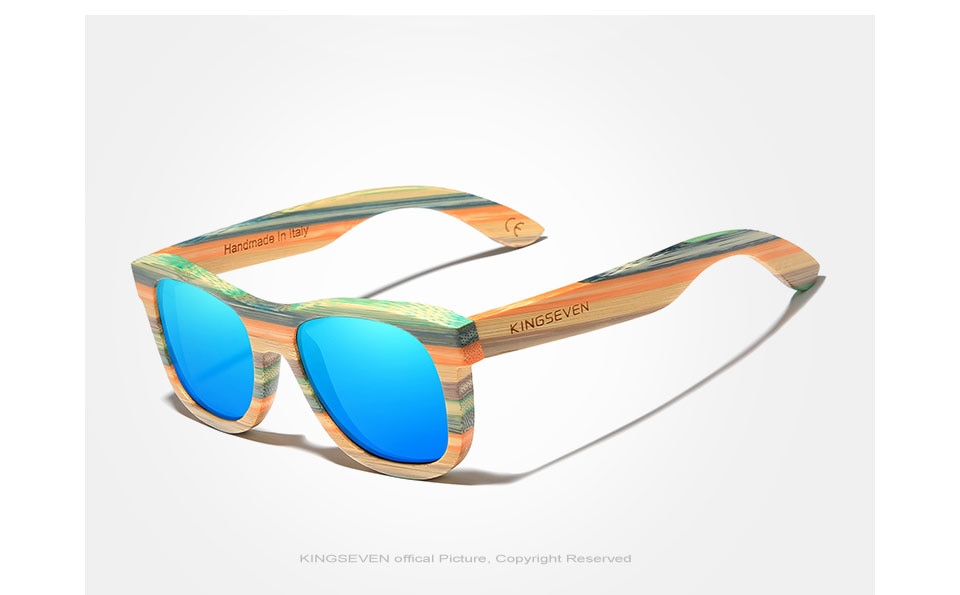 KINGSEVEN 2021 Retro Bamboo Sunglasses Men Women Polarized