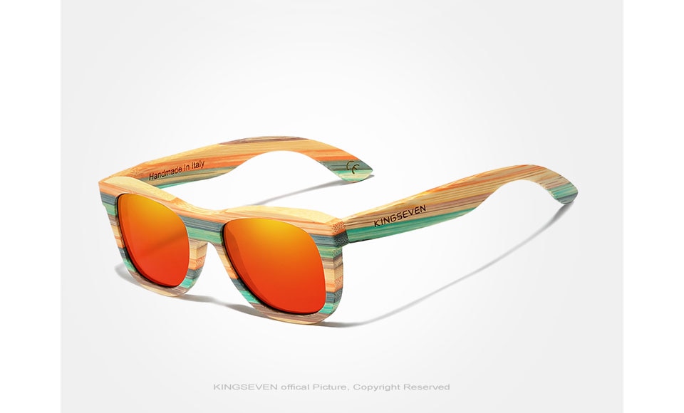 KINGSEVEN 2020 Retro Bamboo Sunglasses Men Women Polarized Mirror UV400 Sun Glasses Full Frame Wood Shades Goggles Handmade