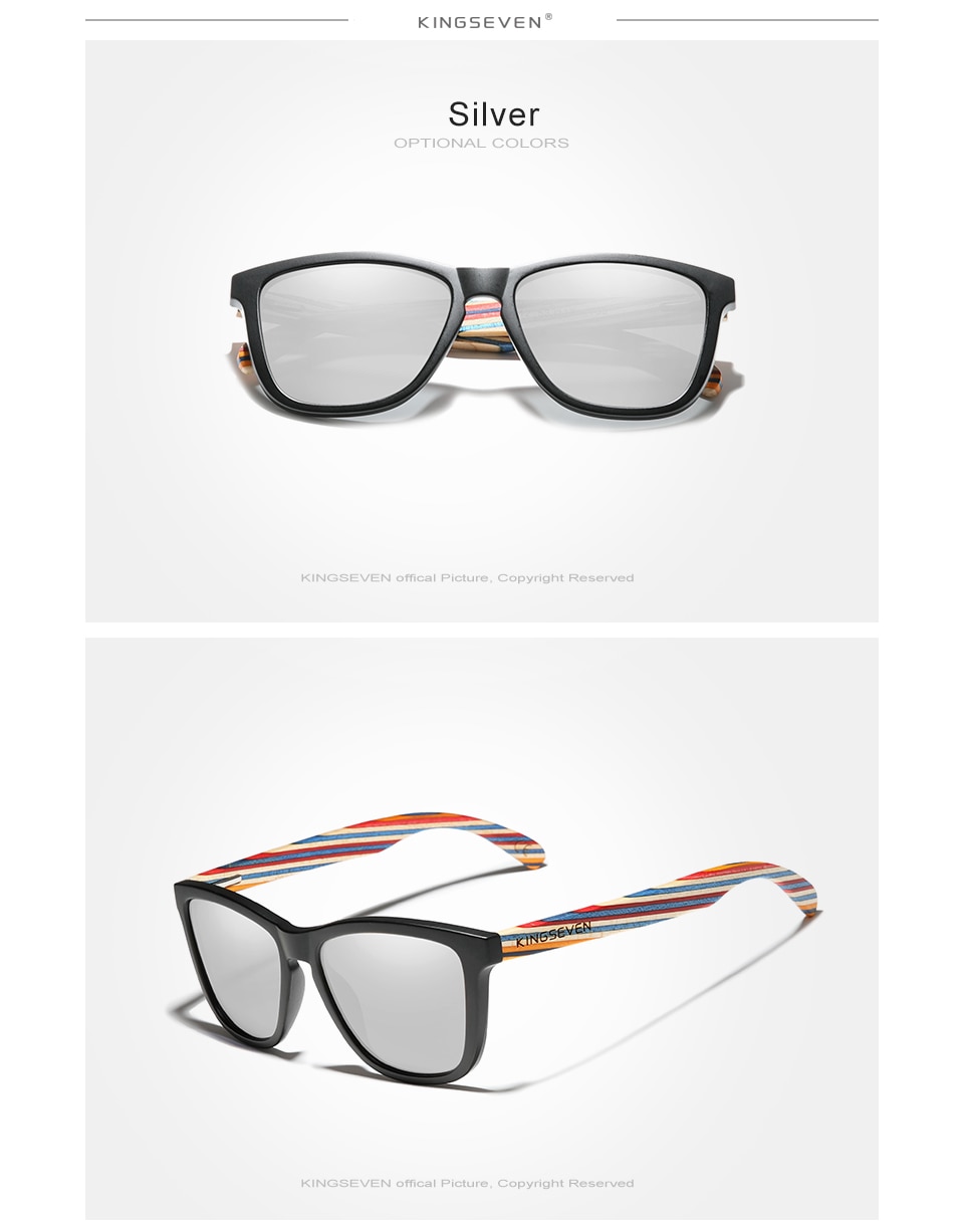 KINGSEVEN Original Design Multi Color Wood Sunglasses Men