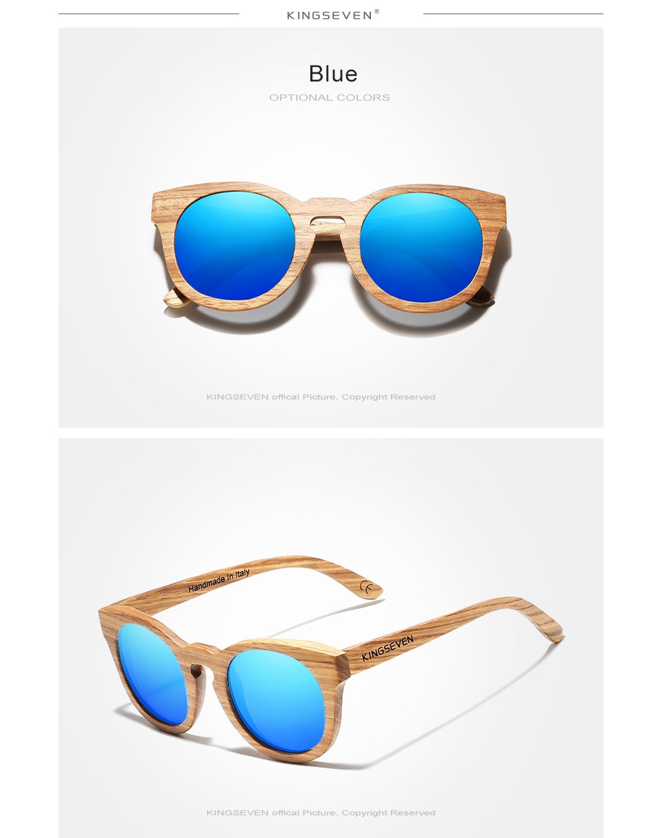 KINGSEVEN Natural Wood Sunglasses Full Frame 100% Handmade