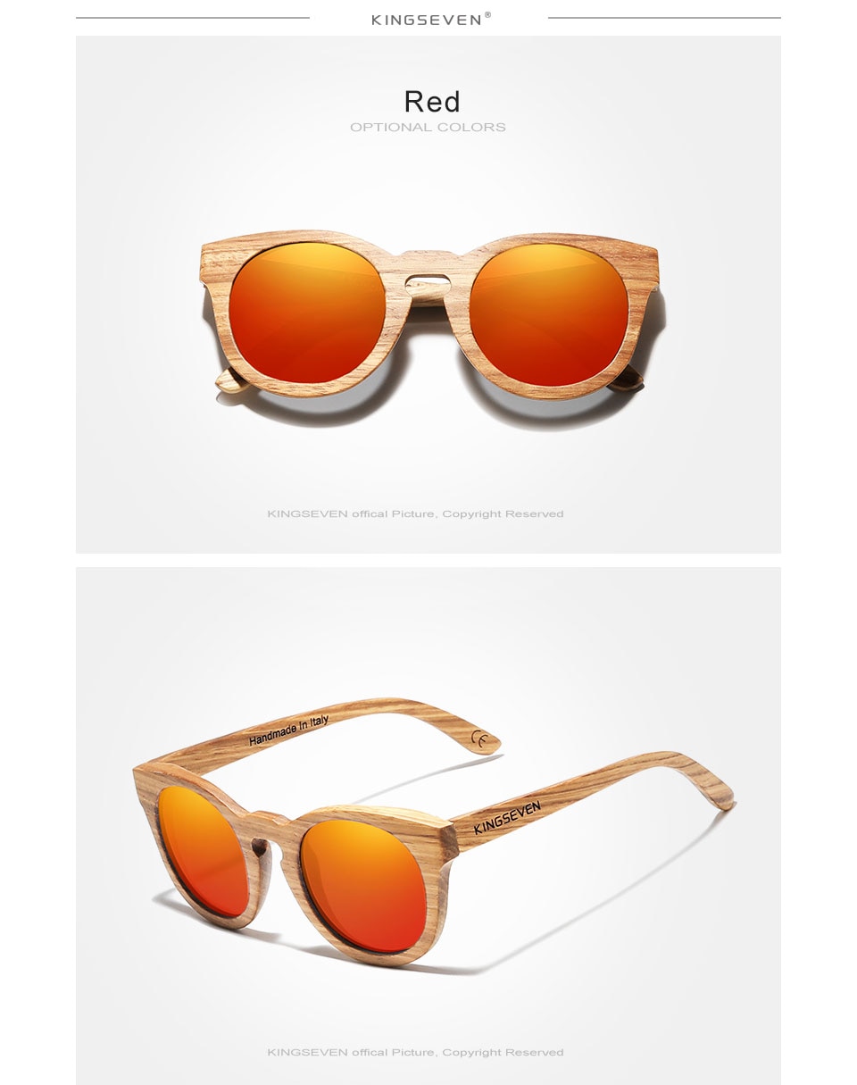 KINGSEVEN 2020 New Natural Wood Sunglassess Full Frame 100% Handmade Polarized Mirror Coating Lenses Eyewear Accessories