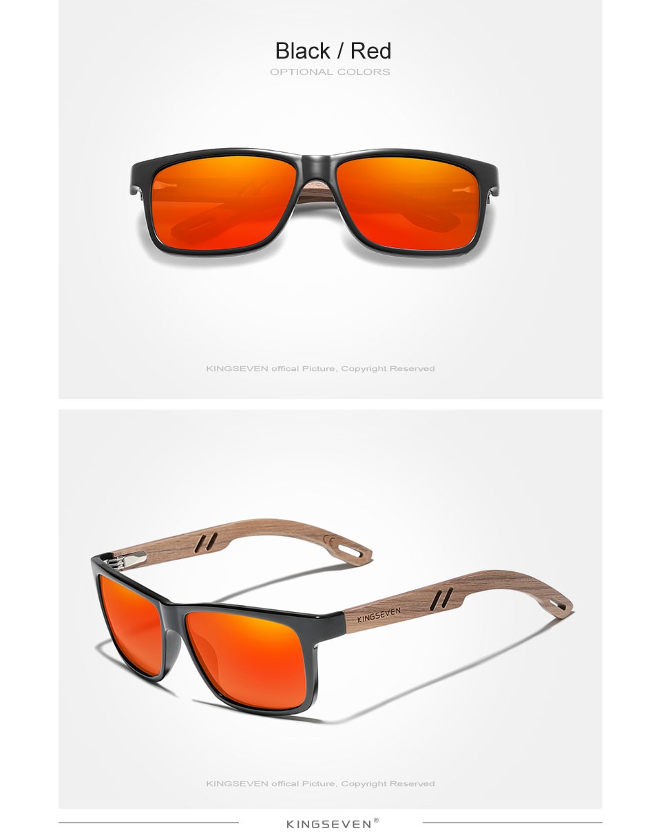KINGSEVEN New TR90+Natural Walnut Wooden Sunglasses