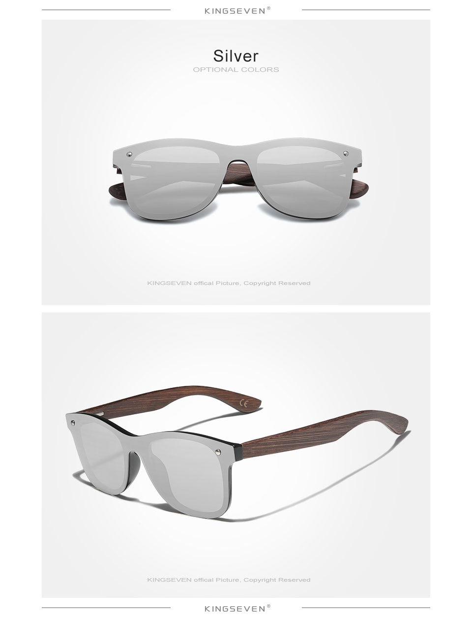 KINGSEVEN New Technology Handmade Blackened Bamboo Sunglasses