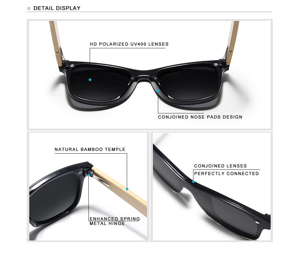 KINGSEVEN Handmade Bamboo Wooden Sunglasses With Wood Case