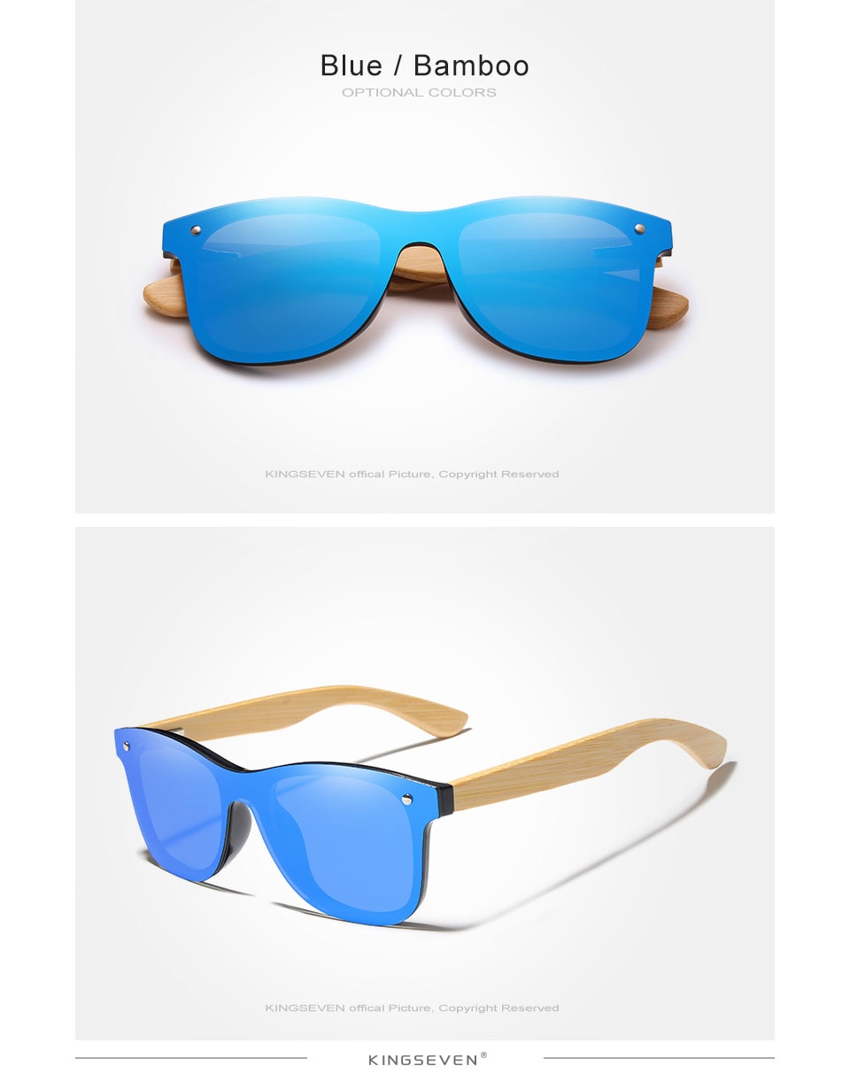 KINGSEVEN Handmade Bamboo Wooden Sunglasses With Wood Case