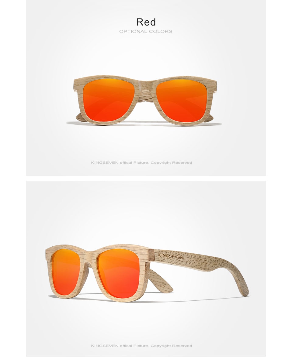 KINGSEVEN Fashion Men Handmade Natural Wooden Sunglasses