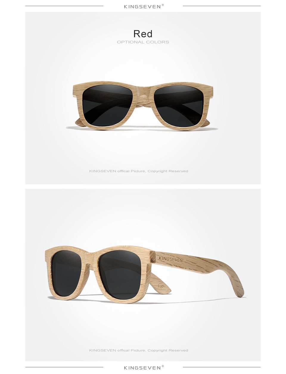 KINGSEVEN Fashion Men Handmade Natural Wooden Sunglasses