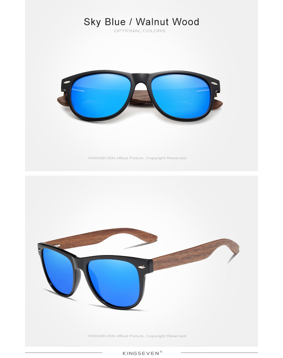 KINGSEVEN Brand Design Retro Men Women Polarized Handmade Walnut Wooden Sunglasses HD UV400 Mirror Lens Sun Glasses Eyewear