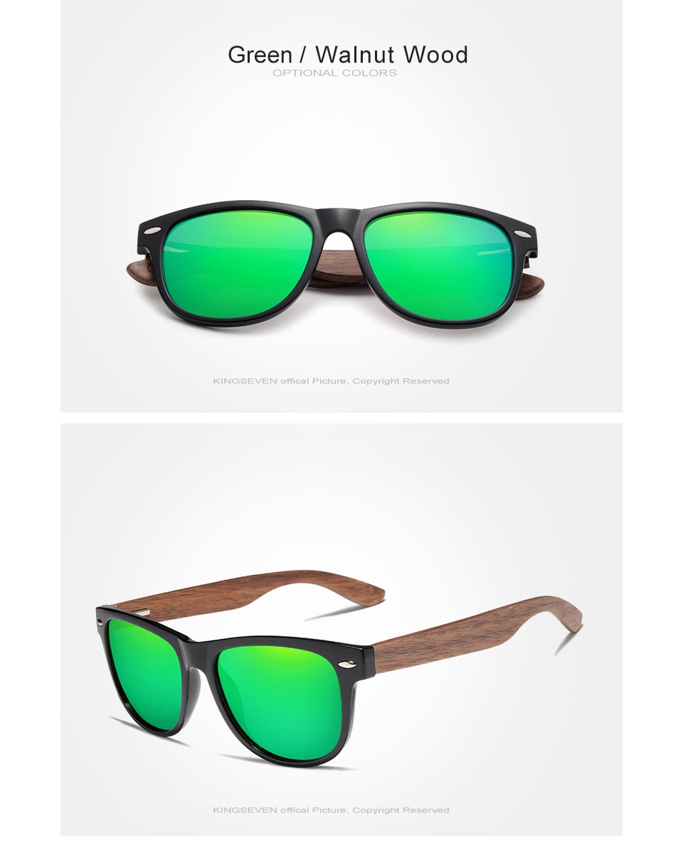 KINGSEVEN Brand Design Retro Handmade Walnut Wooden Sunglasses
