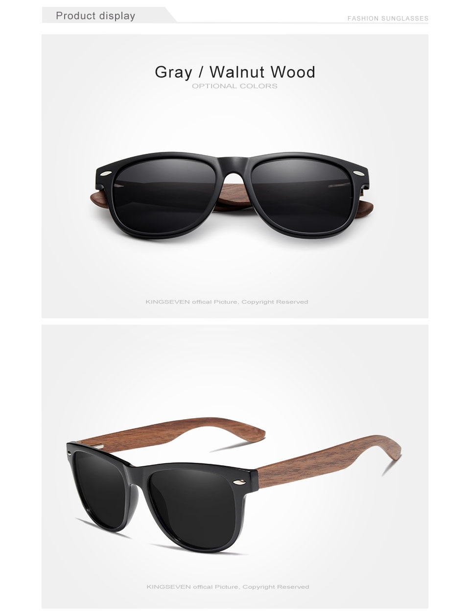 KINGSEVEN Brand Design Retro Men Women Polarized Handmade Walnut Wooden Sunglasses HD UV400 Mirror Lens Sun Glasses Eyewear