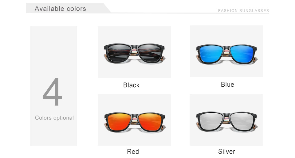 KINGSEVEN Original Trendy Fashion Multi Color Wood Sunglasses