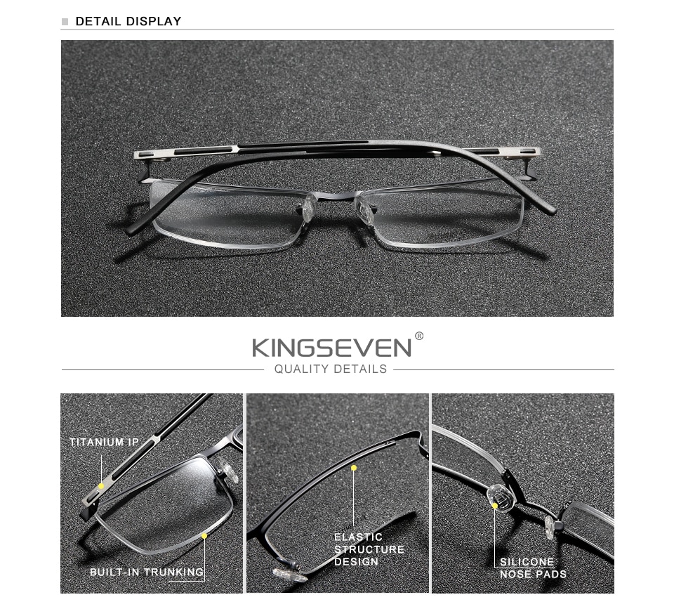 KINGSEVEN DESIGN Men Titanium Alloy Glasses Frame Fashion Male Business Style Ultralight Eye Myopia Prescription Eyeglasses