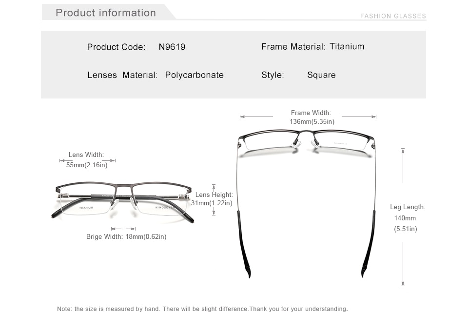 KINGSEVEN DESIGN Men Titanium Alloy Glasses Frame Fashion Male Business Style Ultralight Eye Myopia Prescription Eyeglasses